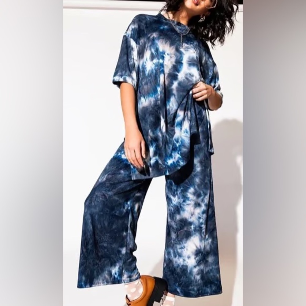 Dressed In LaLa Lex Ribbed Playsuit in Tie Dye